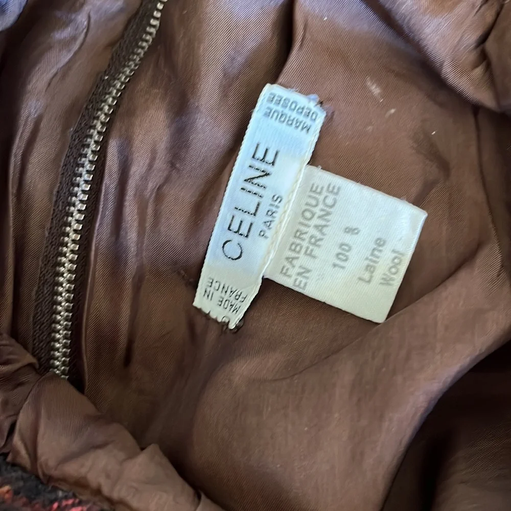 Vintage Celine Plaid Wool Pencil Midi Skirt XS - Picture 3 of 3